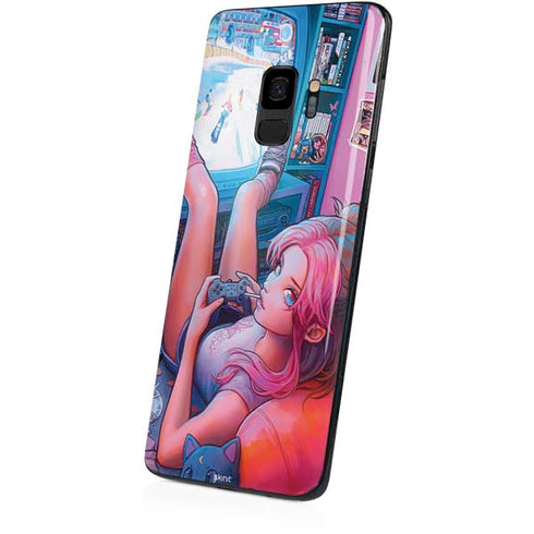 Pink Hair Anime Gamer Girl by Ivy Dolamore Galaxy S9 Skin